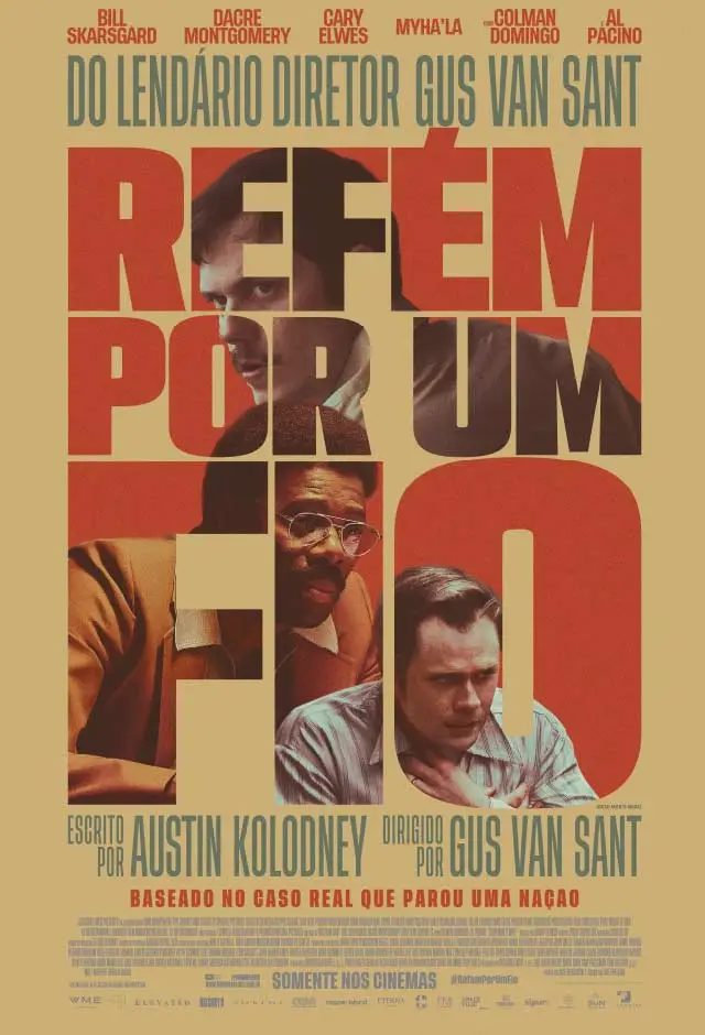 Refém por um Fio: um suspense tenso que fica ainda mais assustador por ser baseado em uma história real Pôster de Refém por um Fio, com os personagens e o elenco principal.